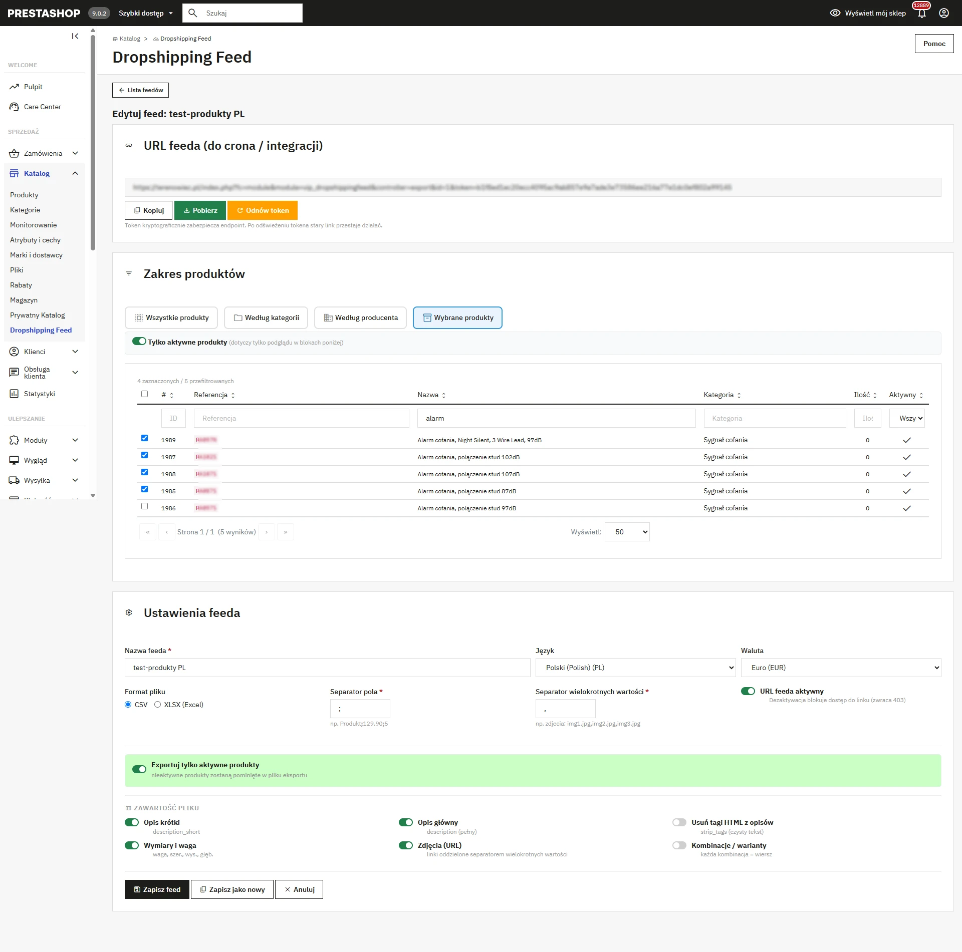 Dropshipping Feed — eksport produktów
